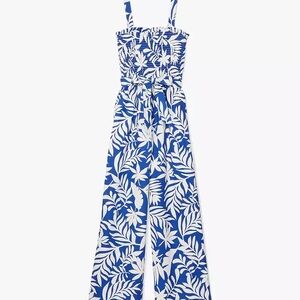 Kate Spade Tropical Foliage Smocked Jumpsuit